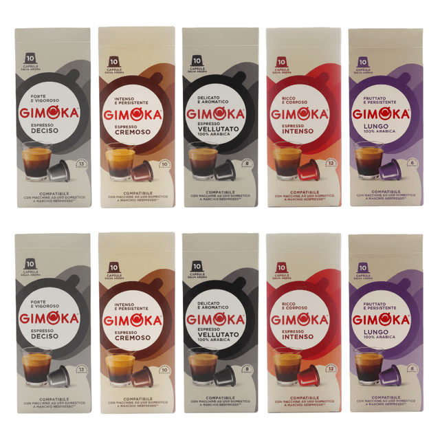 Gimoka MIX 100 kapsułek do Nespresso – 5 smaków × 20 kapsułek